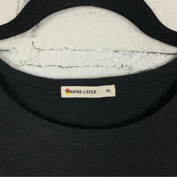 Marine Layer Classic Crew Neck Black Tee Supima Cotton Modal XL - Picture 7 of 10